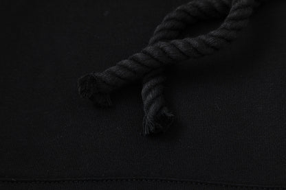 Black Graphic Hoodie and Joggers Tracksuit Set, Two Piece Streetwear Outfit