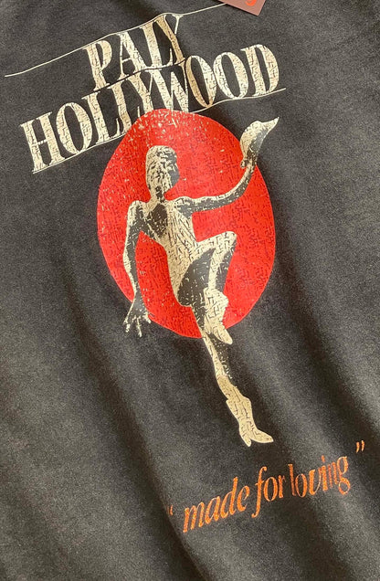 Paly Hollywood Vintage Graphic Print Long Sleeve Oversized Tee Washed Cotton Retro Streetwear Top | Paly Sunset