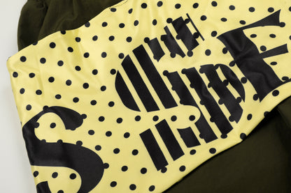 Polka Dot Letter Print Scarf Waistband Wide Leg Parachute Pants High Waist Streetwear Casual Pants