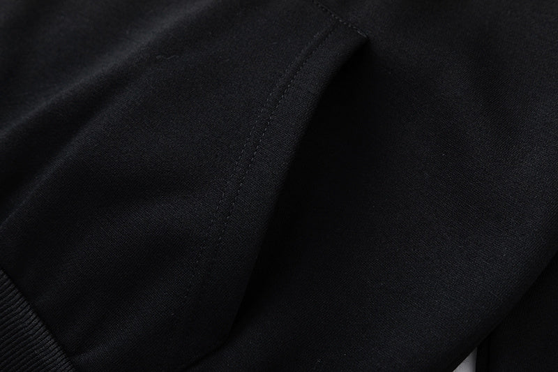 Black Trapstar graphic pullover hoodie and jogger pants two-piece tracksuit set with blue, white and gray lettering - view 19