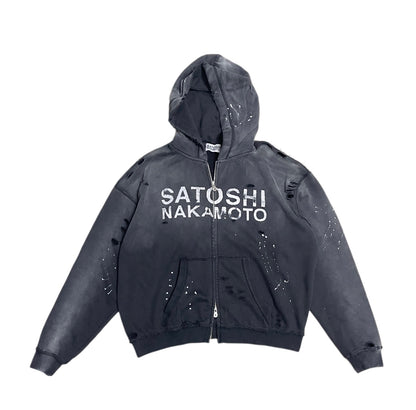 Satoshi Nakamoto Luke Logo-Printed Cotton-Fleece Zip-Up Hoodie
