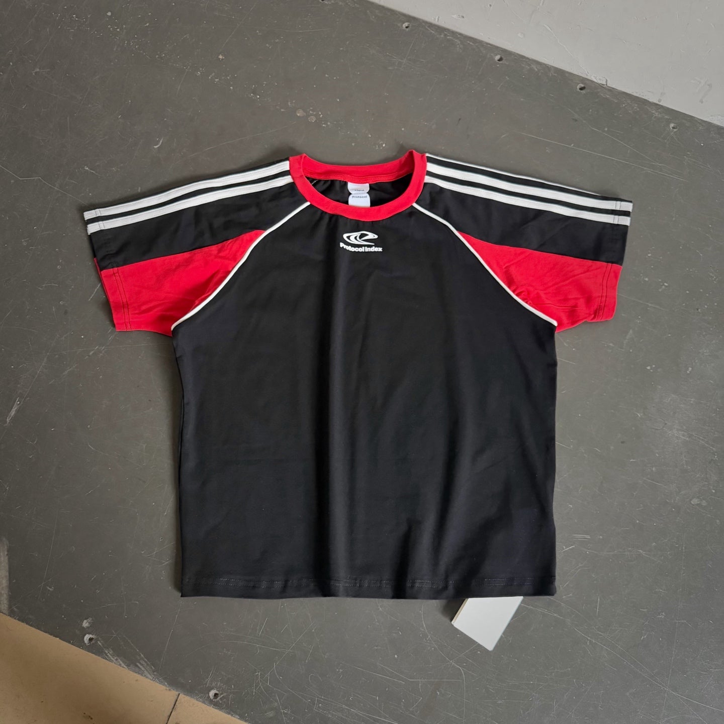 Protocol Index Color Block Raglan Tee Stripe Sleeve Spliced Athletic Retro 90s Sportswear Streetwear T-Shirt | Race Block