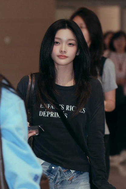 Classic Logo Shrunken LS T-Shirt - Black