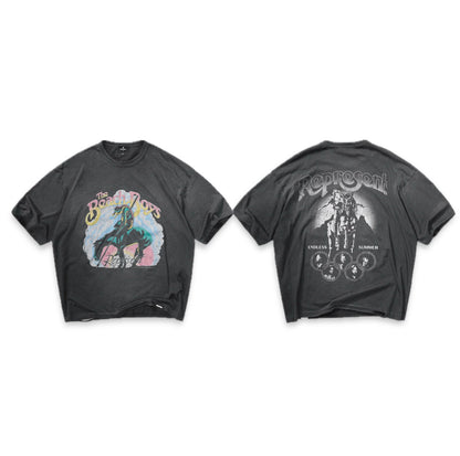 Represent Beach Boys Boxy Graphic Tee Washed Oversized Short Sleeve Vintage Rock Streetwear T-Shirt | Dust Rider