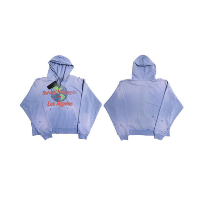 Satoshi Nakamoto 1969 Rock Distressed Graphic-Print Zip-Up Hoodie