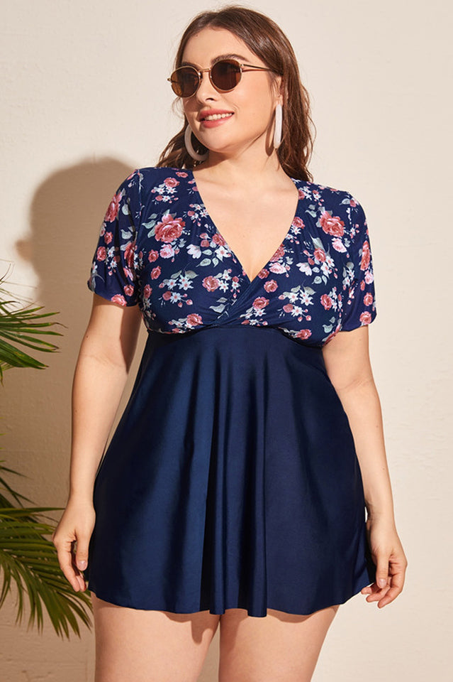 Floral Print Swim Dress With Shorts - Seldom Seen Styles