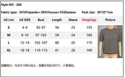 Pulls décontractés à col ras du cou et manches courtes pour femmes, style décontracté, rayé, blocs de couleurs, tricot, style haut-bas, tendance