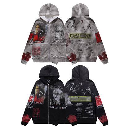 Vale Forever Diana World Peace Zip Hoodie Vintage Wash