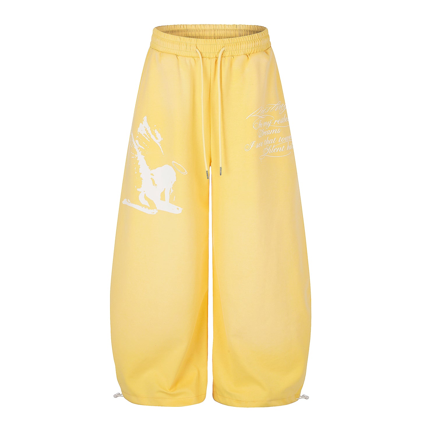 Women's Silent Hill Graphic Balloon Wide Leg Sweatpants - Yellow Front View