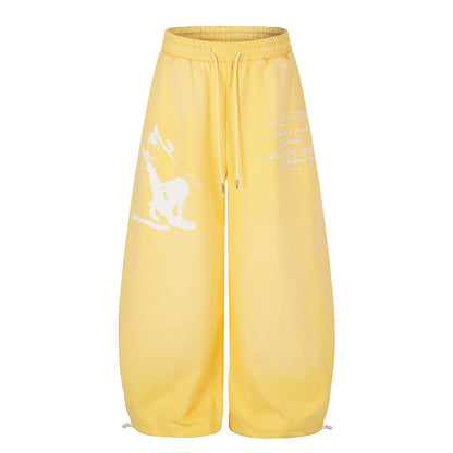 Women's Silent Hill Graphic Print Balloon Wide Leg Sweatpants Elastic Drawstring Waist Casual Streetwear Jogger Pants