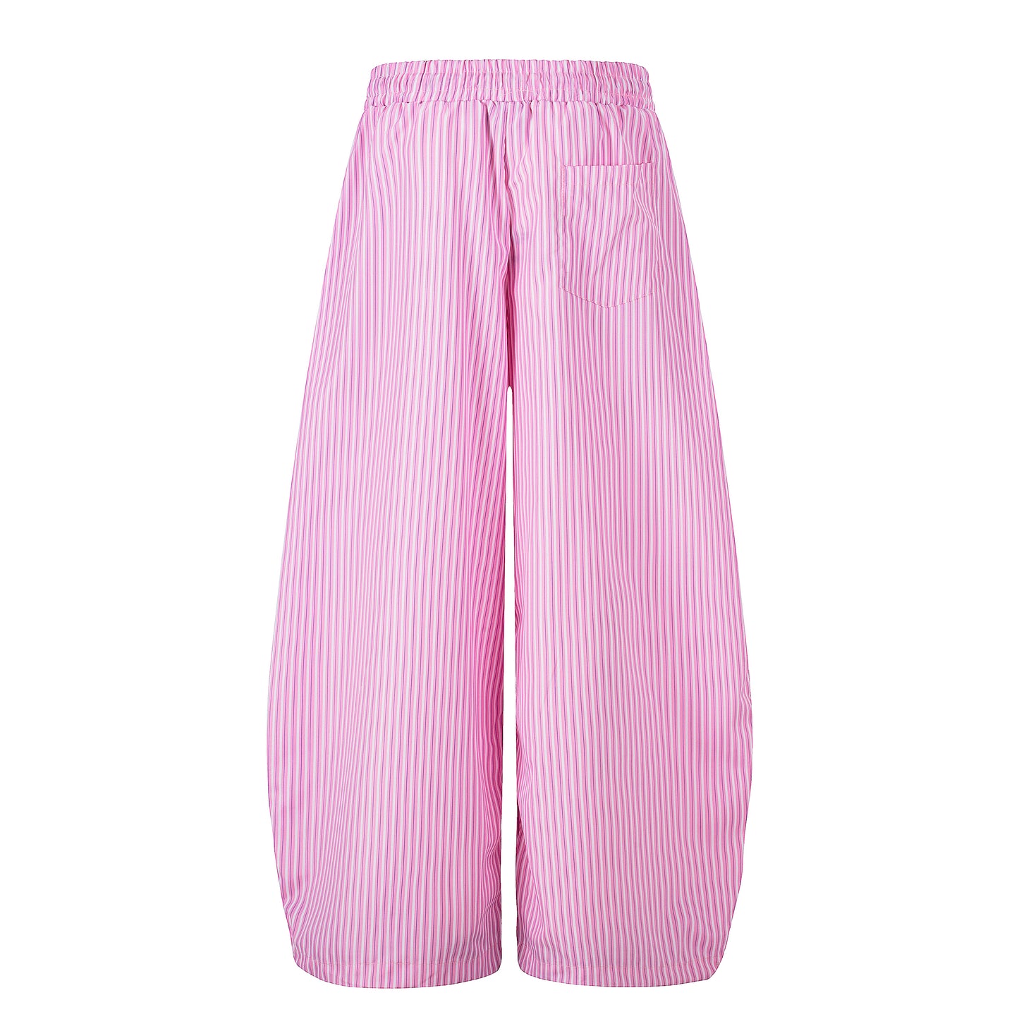 Women's Cartoon Embroidery Pinstripe Balloon Wide Leg Pants - Pink Side View