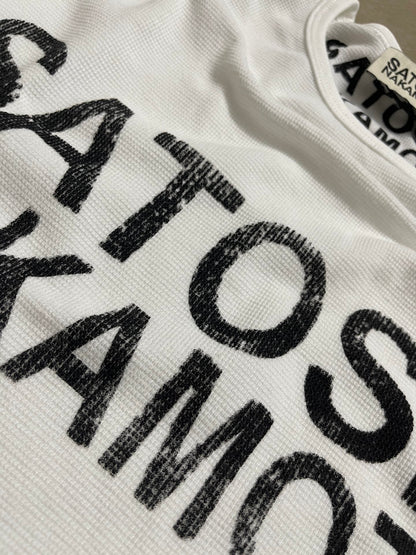 Satoshi Nakamoto Graphic Print Long Sleeve Waffle Knit Oversized Tee Casual Streetwear Top | Waffle Nakamoto