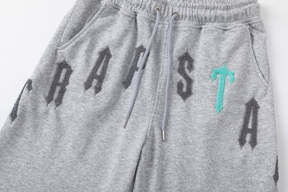 Gothic Letter Print Tee Shorts Set Oversized Short Sleeve Crew Neck Drawstring Streetwear Casual Summer Outfit | Trap Set