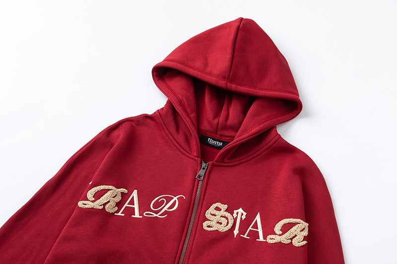 Red Trapstar zip hoodie and joggers tracksuit set with embroidered chest logo - view 21