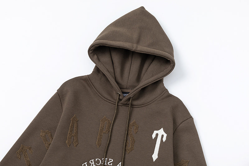 Brown Trapstar graphic pullover hoodie and joggers tracksuit set with drawstrings and elastic waist - view 21
