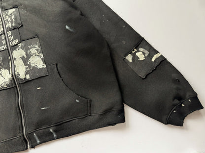 ERD Enfants Riches Deprimes Good With Revolver Zip Hoodie Washed Black 480g Patchwork Collage Art Photo Print Heavy Rework Streetwear | Revolver Hoodie