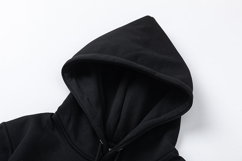 Black Trapstar graphic pullover hoodie and jogger pants two-piece tracksuit set with blue, white and gray lettering - view 21