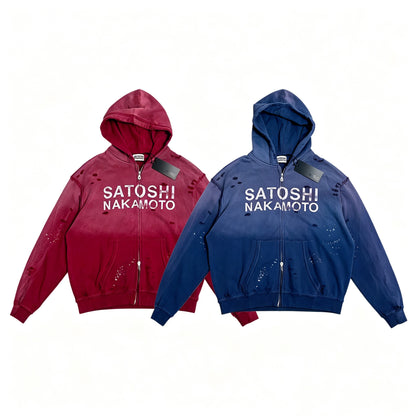 Satoshi Nakamoto Luke Logo-Printed Cotton-Fleece Zip-Up Hoodie