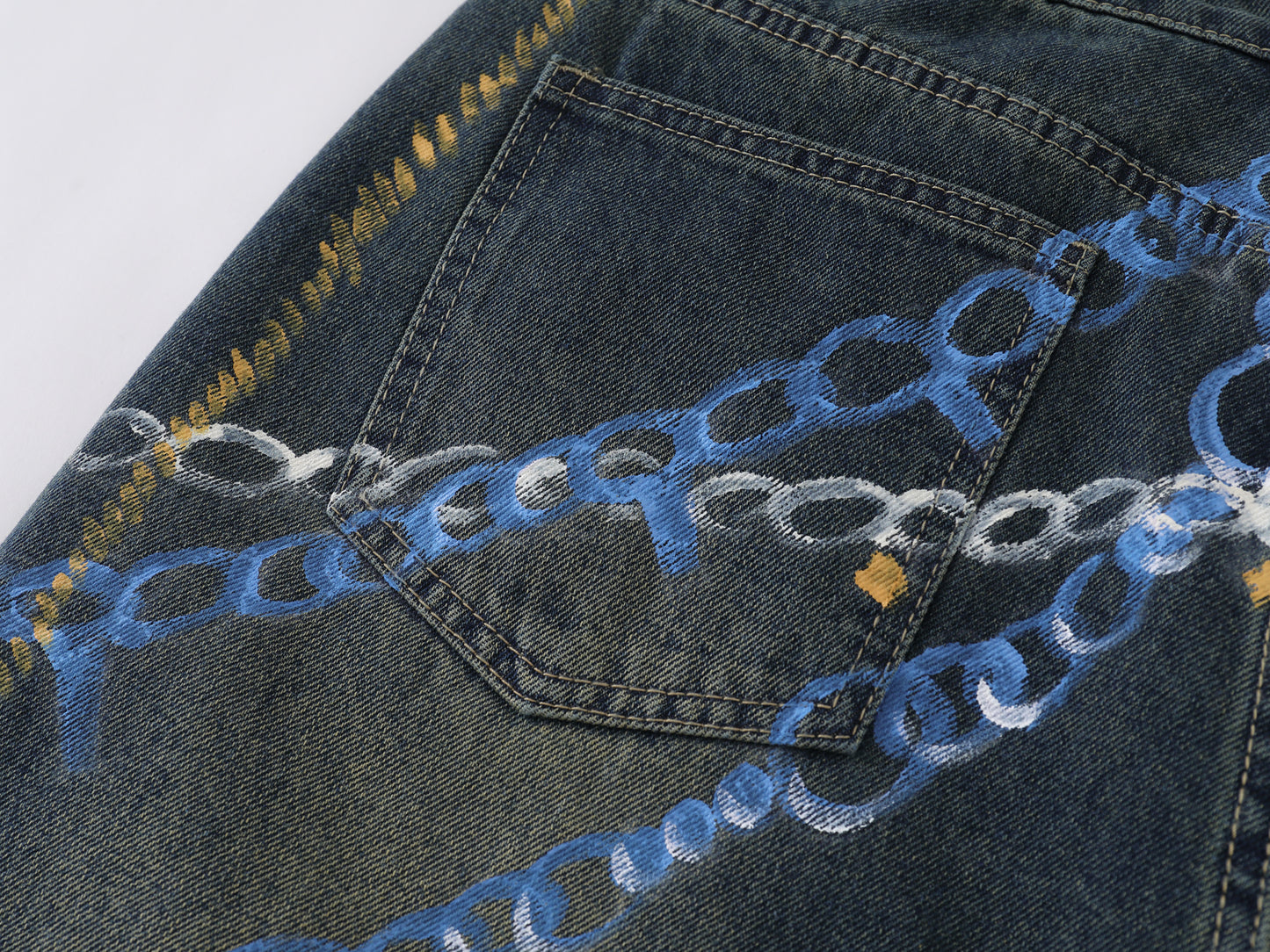 Chain Graphic Print Denim Shorts Wide Leg High Waist Washed Dalmatian Dog Charm Streetwear Summer Casual Jean Shorts | Chain Pup