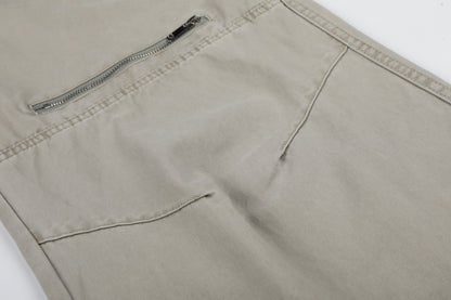 Zip Block Washed Wide Leg Cargo Pants High Waist Streetwear Y2K Vintage Knee Zip Patchwork Trousers | Zip Block