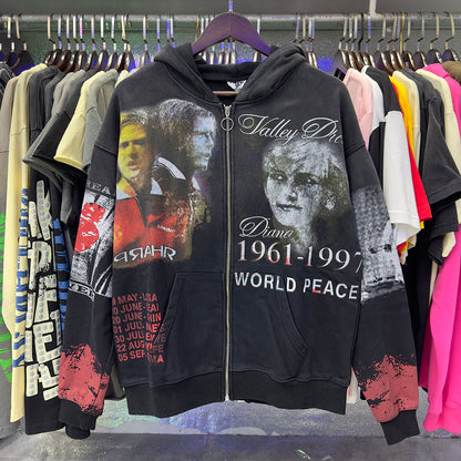 Vale Forever Diana World Peace Zip Hoodie Vintage Wash