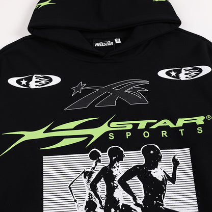 Hellstar Sports Lime Green Runner Graphic Hoodie 'Black'