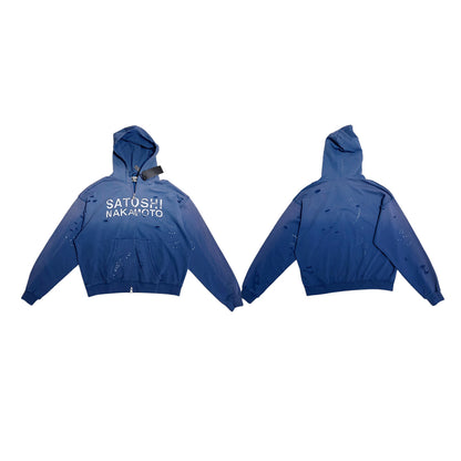 Satoshi Nakamoto Luke Logo-Printed Cotton-Fleece Zip-Up Hoodie