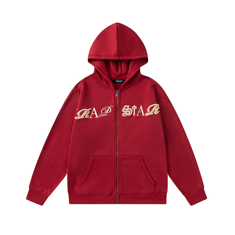 Red Trapstar zip hoodie and joggers tracksuit set with embroidered chest logo - view 22