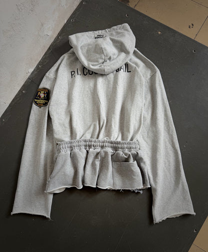 Protocol Index Fake Two-Piece Hoodie Washed 480g Deconstructed Raw Hem Drawstring Waist Streetwear Heavy Fleece | Phantom Layer