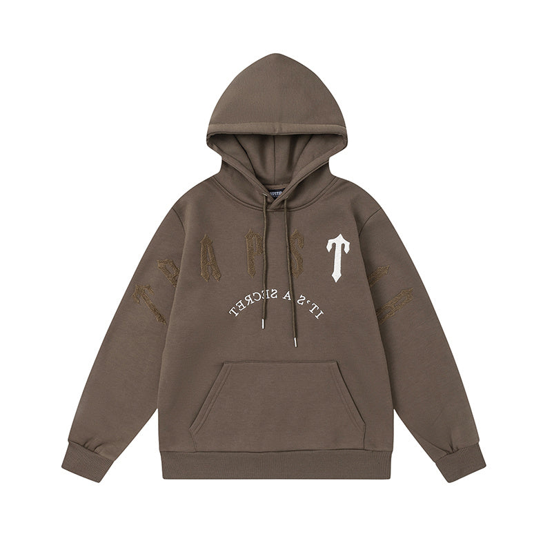 Brown Trapstar graphic pullover hoodie and joggers tracksuit set with drawstrings and elastic waist - view 22