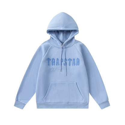 Trapstar Light Blue Graphic Hoodie and Joggers Tracksuit Set, Drawstring Two Piece Streetwear Outfit