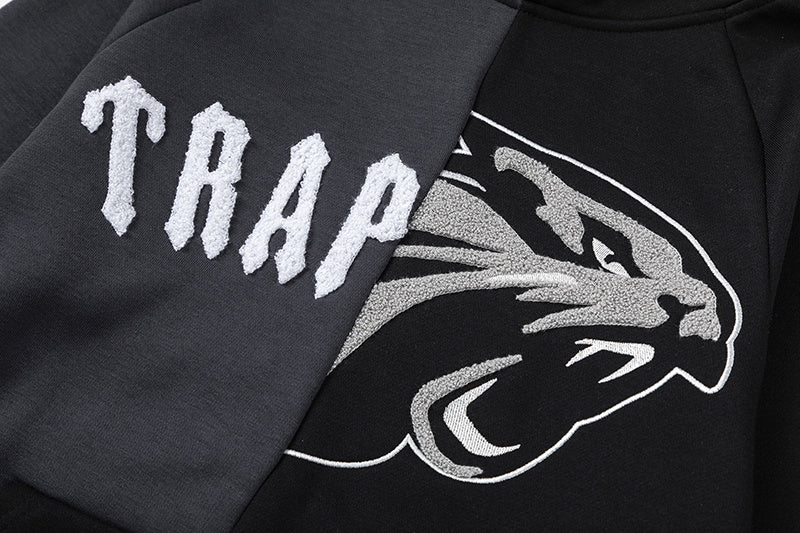 Black and charcoal graphic hoodie and joggers tracksuit set with panther print - view 22
