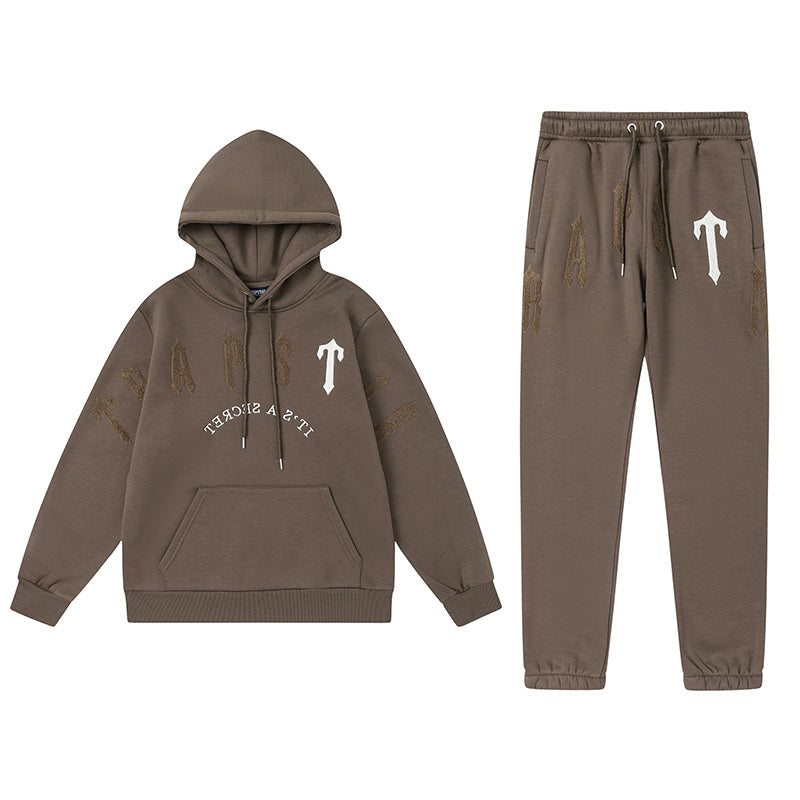 Brown Trapstar graphic pullover hoodie and joggers tracksuit set with drawstrings and elastic waist - view 23