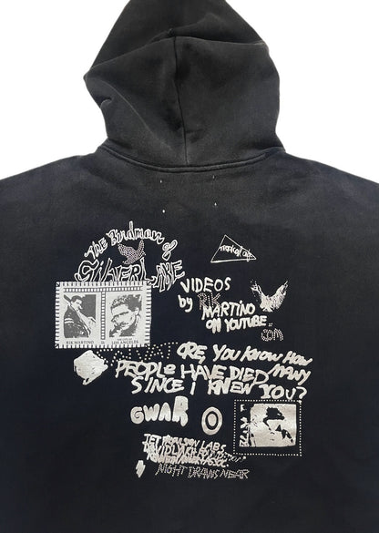 Paly Hollywood Birdman of Silver Lake Zip Hoodie Washed Distressed Heavyweight Cotton Oversized Zip-Up Streetwear Sweatshirt | Silver Lake
