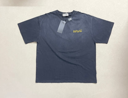 Satoshi Nakamoto Chain Stitch Tee Distressed Washed Heavyweight Cotton Embroidered Destroyed Vintage Streetwear T-Shirt | Chain Stitch