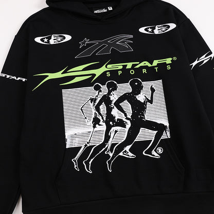 Hellstar Sports Lime Green Runner Graphic Hoodie 'Black'