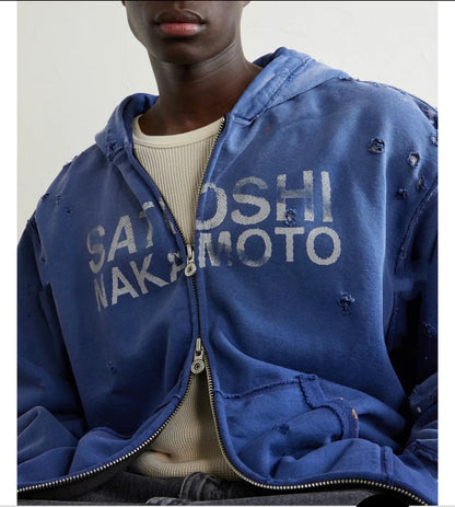 Satoshi Nakamoto Luke Logo-Printed Cotton-Fleece Zip-Up Hoodie