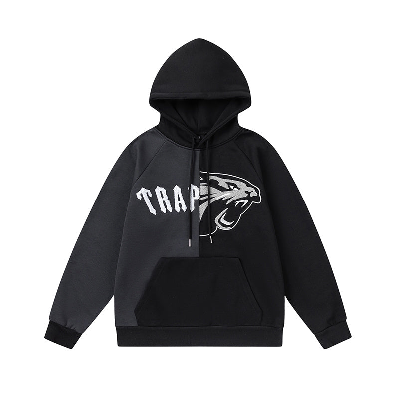 Black and charcoal graphic hoodie and joggers tracksuit set with panther print - view 24