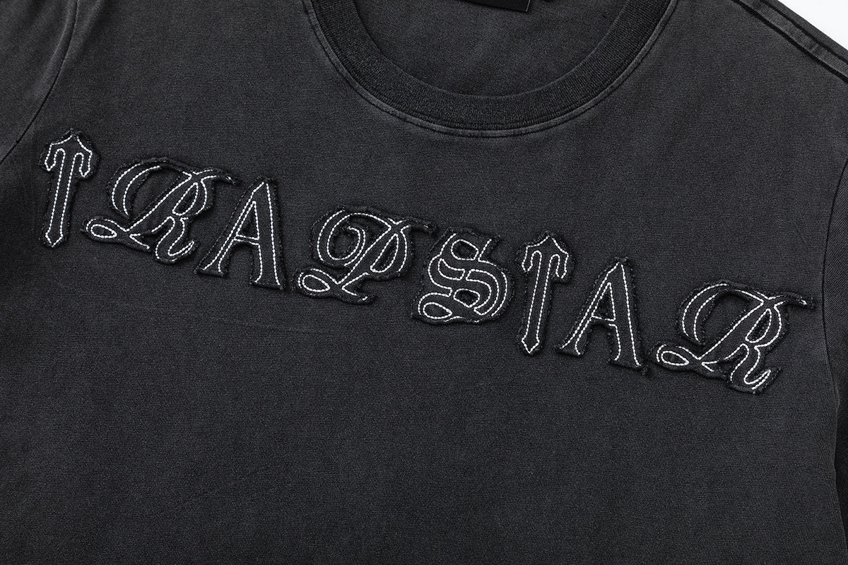 Trapstar black and charcoal graphic T-shirt and drawstring shorts set with contrast stitching - view 24