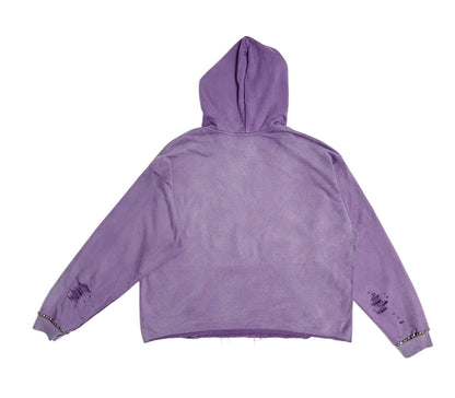 Distressed V-Cut Hoodie - Green