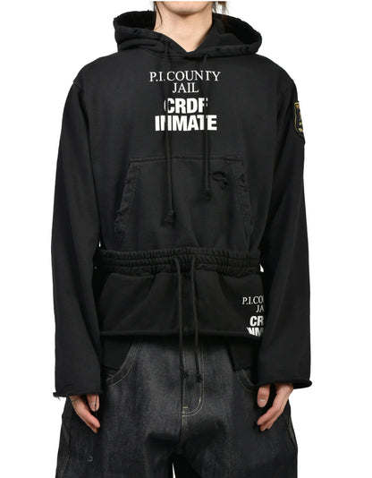 Protocol Index Fake Two-Piece Hoodie Washed 480g Deconstructed Raw Hem Drawstring Waist Streetwear Heavy Fleece | Phantom Layer