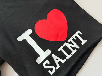 Saint Michael I Love Saint Print Shorts Oversized Cotton Terry Drawstring Raw Hem Streetwear Casual | Saint Love