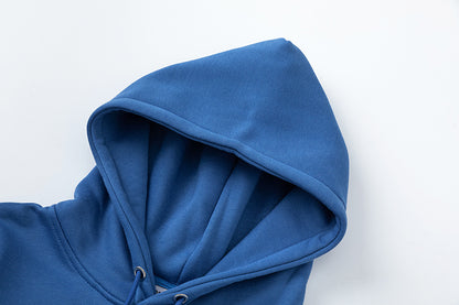 Blue and Gray Chevron Hoodie and Joggers Tracksuit Set, Drawstring Two Piece Streetwear Outfit