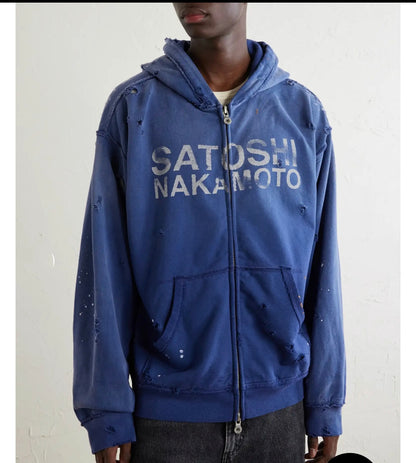 Satoshi Nakamoto Luke Logo-Printed Cotton-Fleece Zip-Up Hoodie