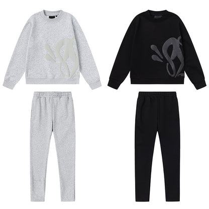 Graphic Print Sweatshirt Two-Piece Set Casual Loose Pullover Top Jogger Pants Matching Outfit Streetwear Co-ord Set | Ink Set