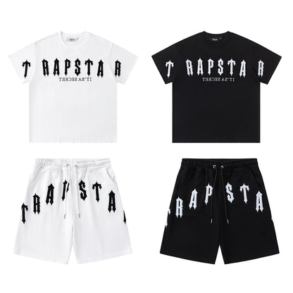 Trapstar Unisex T-Shirt and Shorts Set, Gothic Logo Streetwear Outfit