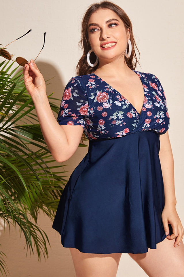 Floral Print Swim Dress With Shorts - Seldom Seen Styles