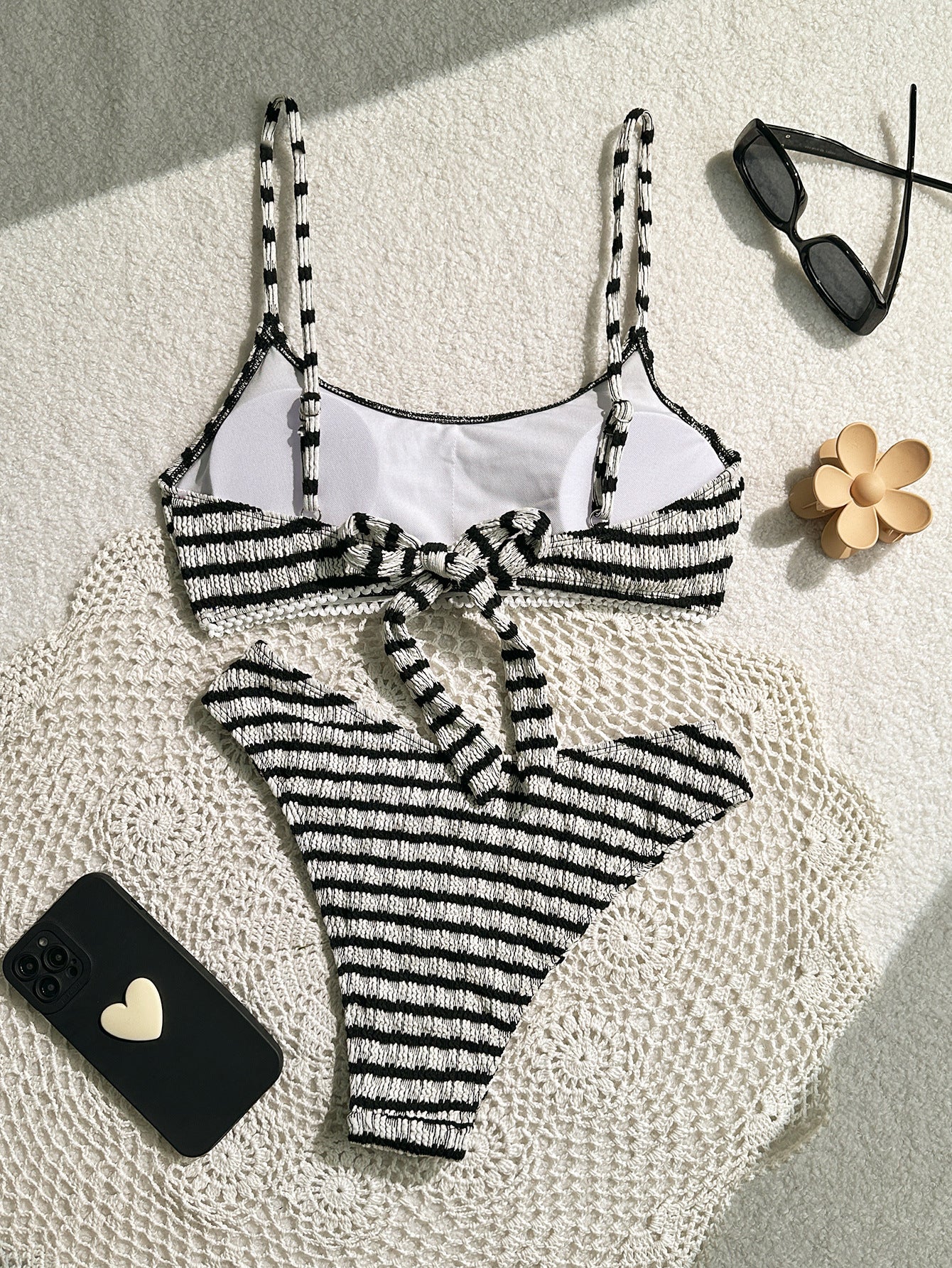 black and white two piece swimsuit