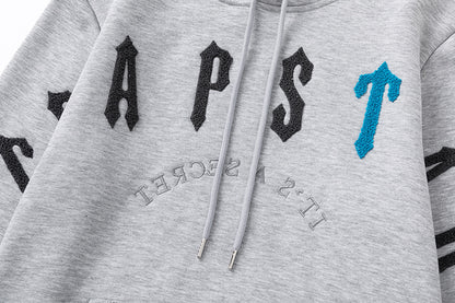 Trapstar Black and Red Graphic Hoodie and Joggers Tracksuit Set, Two Piece Streetwear Outfit