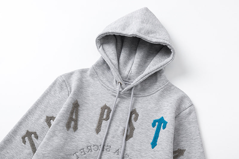 Trapstar black and gray graphic hoodie and joggers tracksuit set with applique lettering - view 30